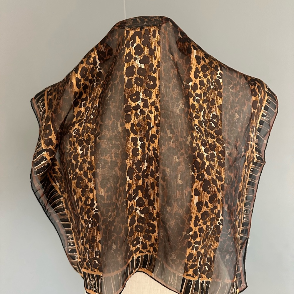 Vintage Cheetah Print Silk Scarf Top